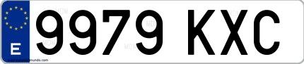 Ejemplo de matrícula española 9979 KXC