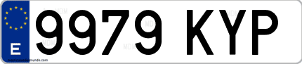 Ejemplo de matrícula de coche ordinaria 9979 KYP