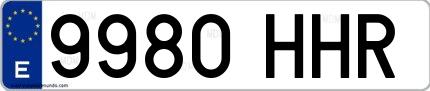Ejemplo de matrícula española 9980 HHR
