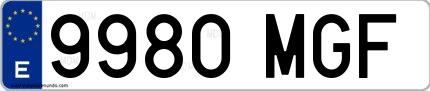 Ejemplo de matrícula española 9980 MGF