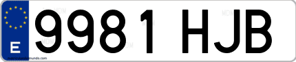 Ejemplo de matrícula de coche ordinaria 9981 HJB