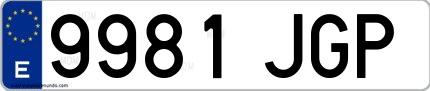 Ejemplo de matrícula española 9981 JGP