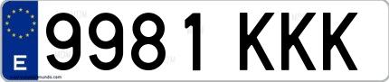 Ejemplo de matrícula española 9981 KKK