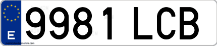 Ejemplo de matrícula de coche ordinaria 9981 LCB