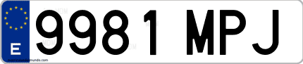Ejemplo de matrícula de coche ordinaria 9981 MPJ