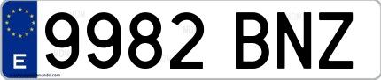 Ejemplo de matrícula española 9982 BNZ