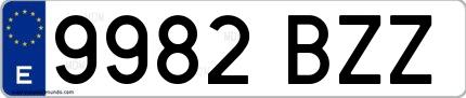 Ejemplo de matrícula española 9982 BZZ