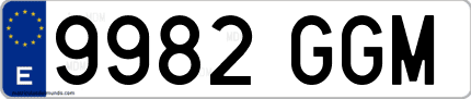 Ejemplo de matrícula de coche ordinaria 9982 GGM