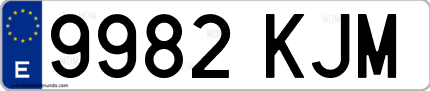 Ejemplo de matrícula de coche ordinaria 9982 KJM
