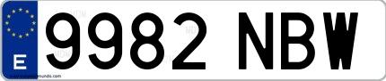 Ejemplo de matrícula española 9982 NBW