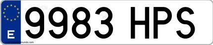 Ejemplo de matrícula española 9983 HPS