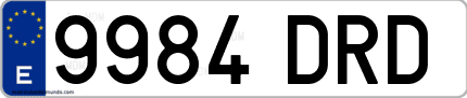 Ejemplo de matrícula de coche ordinaria 9984 DRD