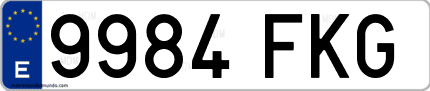 Ejemplo de matrícula de coche ordinaria 9984 FKG