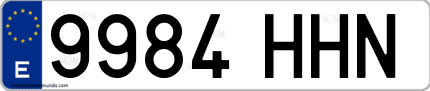 Ejemplo de matrícula de coche ordinaria 9984 HHN