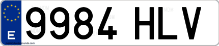 Ejemplo de matrícula de coche ordinaria 9984 HLV