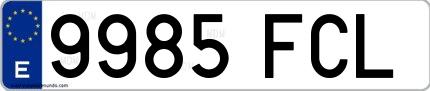 Ejemplo de matrícula española 9985 FCL