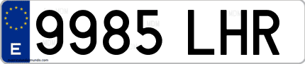 Ejemplo de matrícula de coche ordinaria 9985 LHR