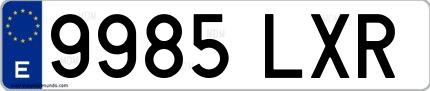 Ejemplo de matrícula de coche ordinaria 9985 LXR