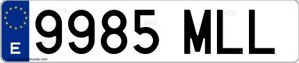 Ejemplo de matrícula española 9985 MLL