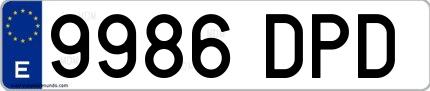 Ejemplo de matrícula española 9986 DPD