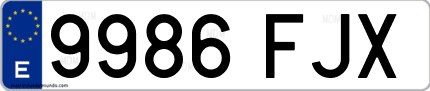 Ejemplo de matrícula de coche ordinaria 9986 FJX