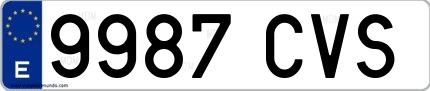 Ejemplo de matrícula española 9987 CVS
