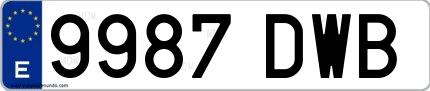 Ejemplo de matrícula española 9987 DWB