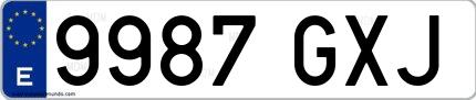 Ejemplo de matrícula española 9987 GXJ