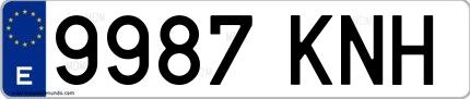 Ejemplo de matrícula española 9987 KNH