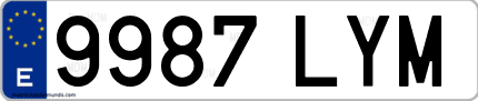 Ejemplo de matrícula de coche ordinaria 9987 LYM