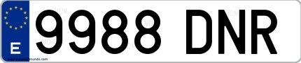 Ejemplo de matrícula española 9988 DNR