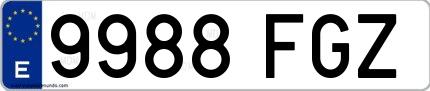 Ejemplo de matrícula española 9988 FGZ