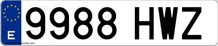Ejemplo de matrícula española 9988 HWZ