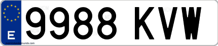 Ejemplo de matrícula de coche ordinaria 9988 KVW