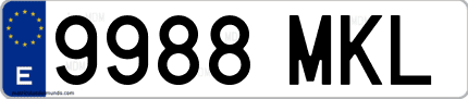 Ejemplo de matrícula de coche ordinaria 9988 MKL