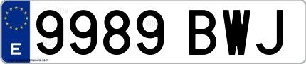 Ejemplo de matrícula española 9989 BWJ