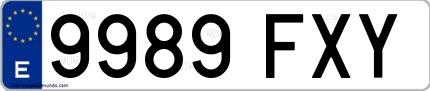 Ejemplo de matrícula española 9989 FXY