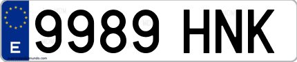 Ejemplo de matrícula de coche ordinaria 9989 HNK