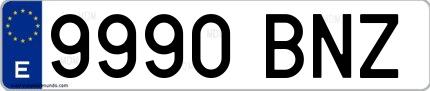 Ejemplo de matrícula española 9990 BNZ