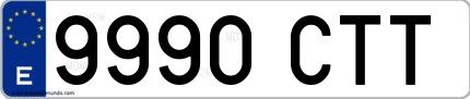 Ejemplo de matrícula española 9990 CTT