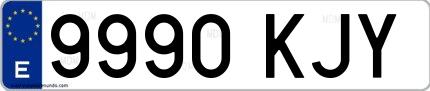 Ejemplo de matrícula española 9990 KJY