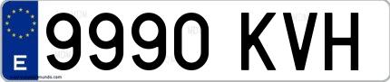 Ejemplo de matrícula española 9990 KVH
