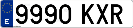 Ejemplo de matrícula de coche ordinaria 9990 KXR
