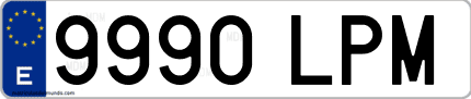 Ejemplo de matrícula de coche ordinaria 9990 LPM