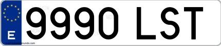 Ejemplo de matrícula española 9990 LST