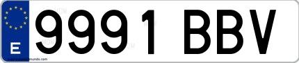 Ejemplo de matrícula española 9991 BBV