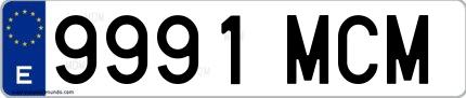 Ejemplo de matrícula española 9991 MCM