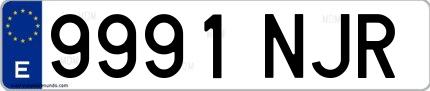 Ejemplo de matrícula española 9991 NJR