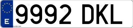 Ejemplo de matrícula española 9992 DKL