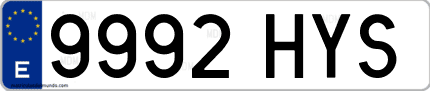 Ejemplo de matrícula de coche ordinaria 9992 HYS